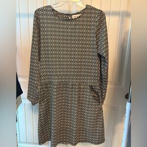 Veronica M Black and Cream A-Line Dress with Long Sleeves and pockets size XL